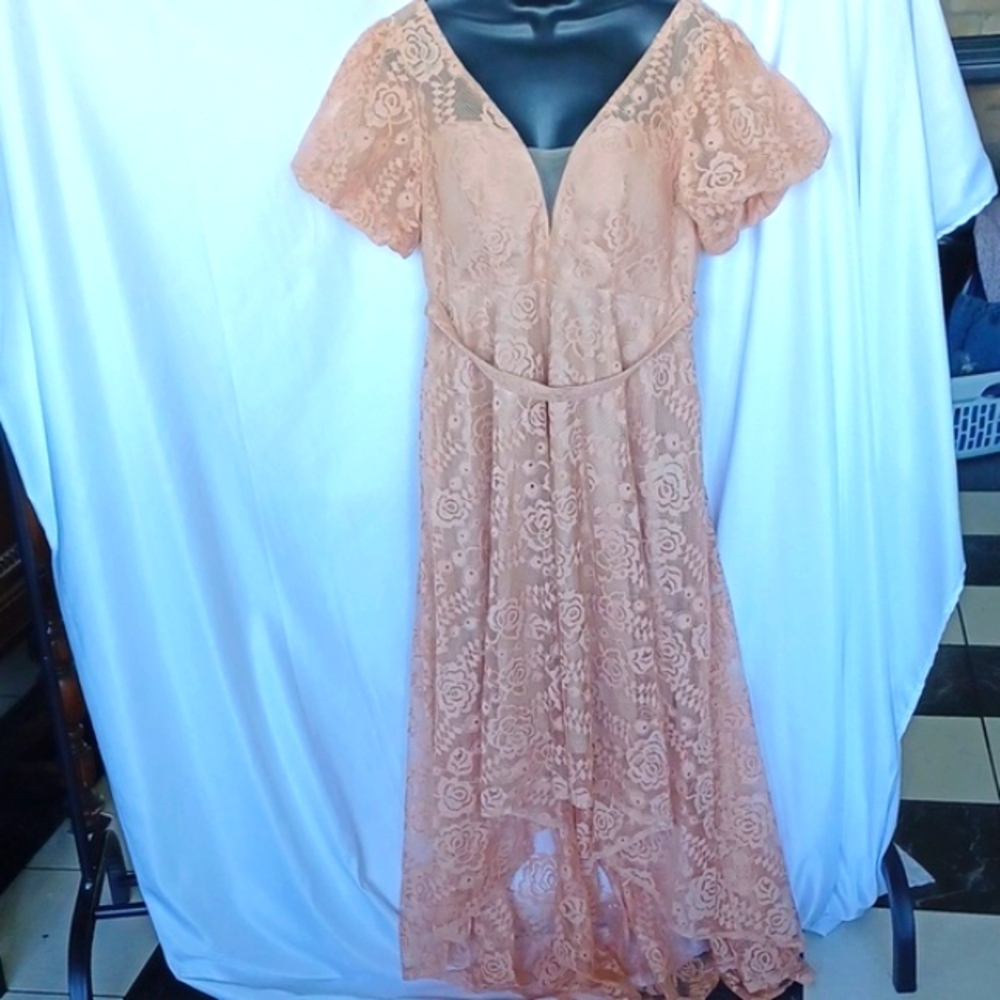 Unithorse Hi-low shimmering Lace texture puff sleeve